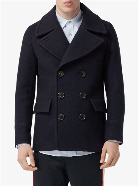 burberry regimental pleat pea coat|wool blend pea coat.